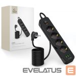 Other Phone Accessory Tech-Protect  Tech-Protect PCL4X3 Power Strip 4 Sockets 240V + 2xUSB-A + 1xUSB-C 200 cm - Black 