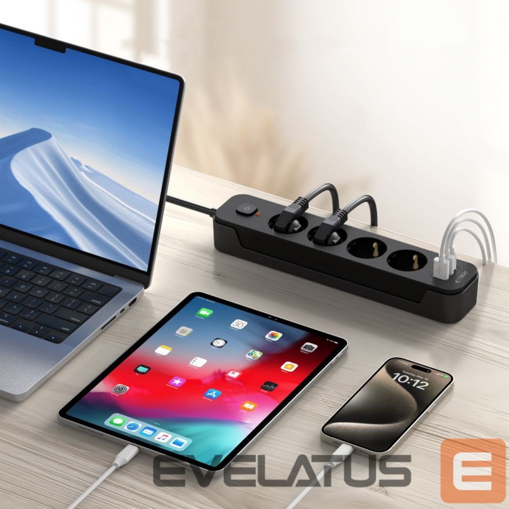 Other Phone Accessory Tech-Protect Tech-Protect PCL4X3 Power Strip 4 Sockets 240V + 2xUSB-A + 1xUSB-C 200 cm - Black