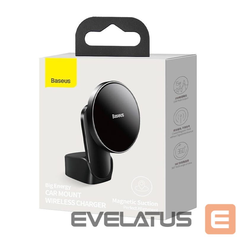 Auto holder Baseus Baseus Big Energy car mount with wireless charger 15W for Iphone 12 / Iphone 13 (Black)