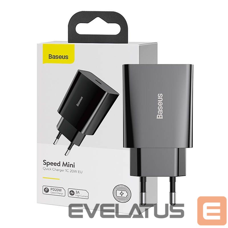 Adapter Baseus Baseus Speed Mini Quick Charger, USB-C, PD, 3A, 20W (black)