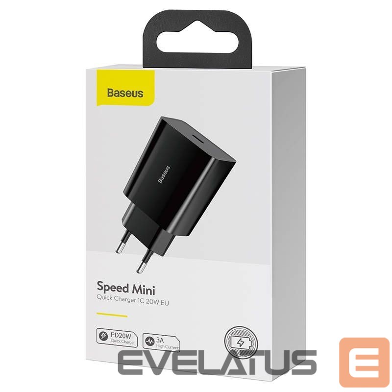 Adapter Baseus Baseus Speed Mini Quick Charger, USB-C, PD, 3A, 20W (black)