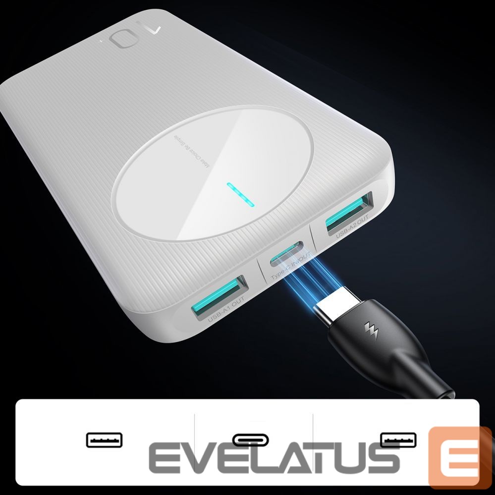 Power bank Joyroom Powerbank Joyroom JR-PBF12 10000mAh 2.4A 2x USB-A 1x USB-C - white