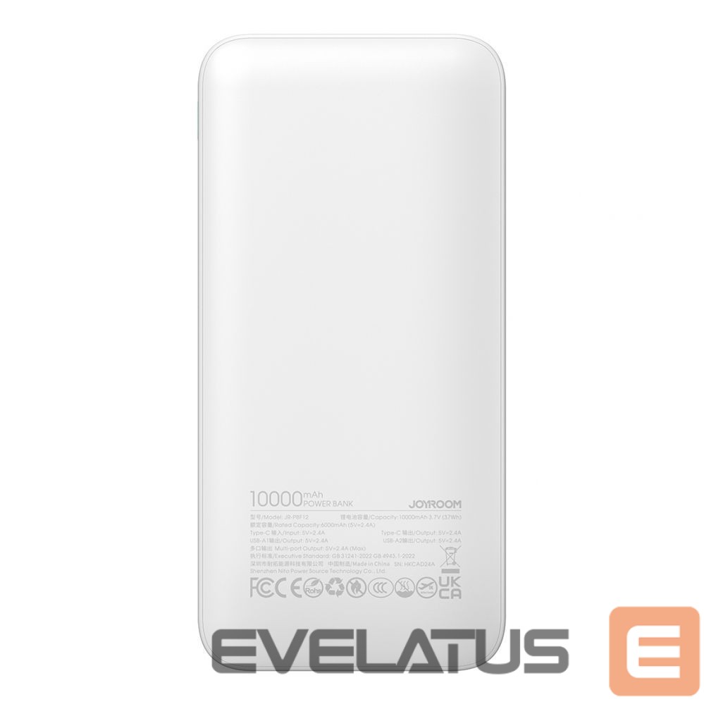 Power bank Joyroom Powerbank Joyroom JR-PBF12 10000mAh 2.4A 2x USB-A 1x USB-C - white