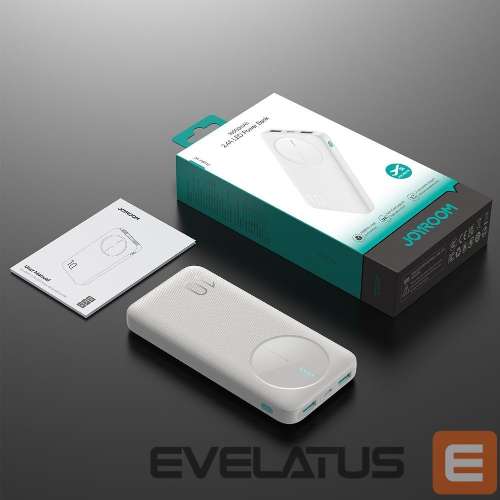 Power bank Joyroom Powerbank Joyroom JR-PBF12 10000mAh 2.4A 2x USB-A 1x USB-C - white