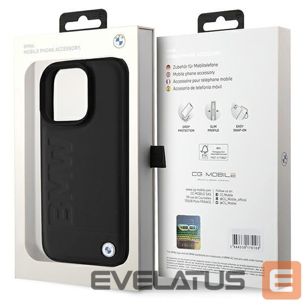 Other Phone Accessory BMW BMW Leather Hot Stamp iPhone 16 Pro Max Case - Black