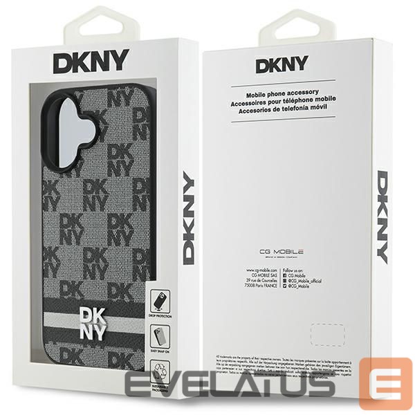Other Phone Accessory DKNY DKNY Checkered Pattern & Printed Stripes iPhone 16 Case - Black