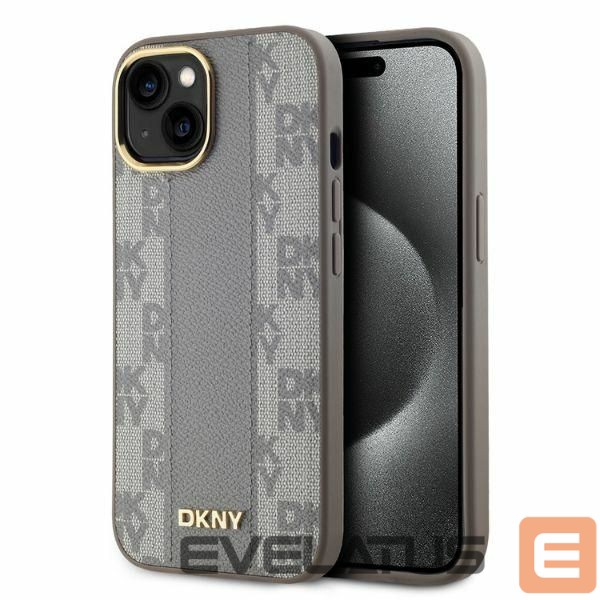 Other Phone Accessory DKNY DKNY Leather Checkered Mono Pattern MagSafe iPhone 15 Case - Beige
