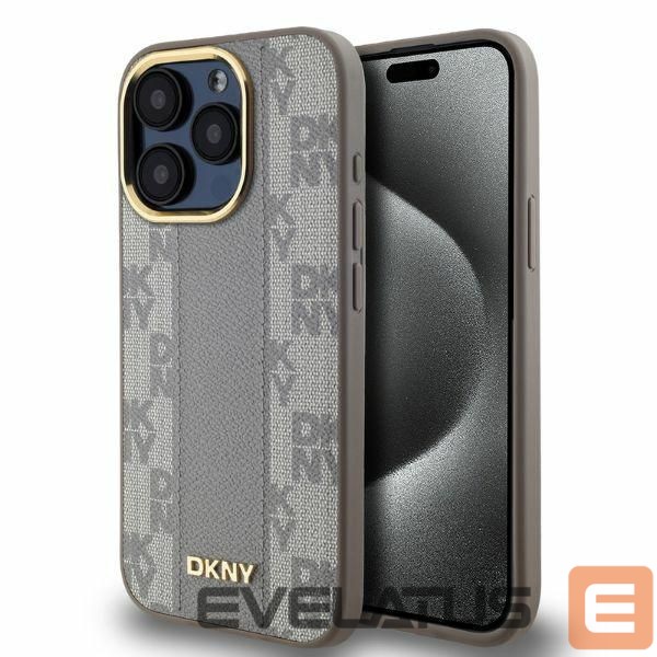 Other Phone Accessory DKNY DKNY Leather Checkered Mono Pattern MagSafe iPhone 15 Pro Max Case - Beige