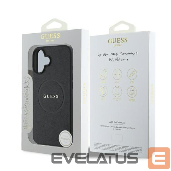 Other Phone Accessory Guess Guess Grained Gold Ring MagSafe case for iPhone 16 - black