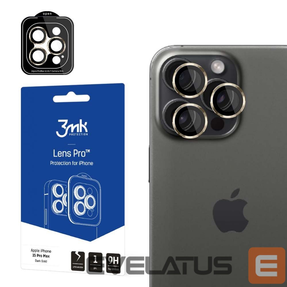 Other Phone Accessory 3MK 3mk Lens Protection Pro Camera Cover with Gold Frame for iPhone 15 Pro Max
