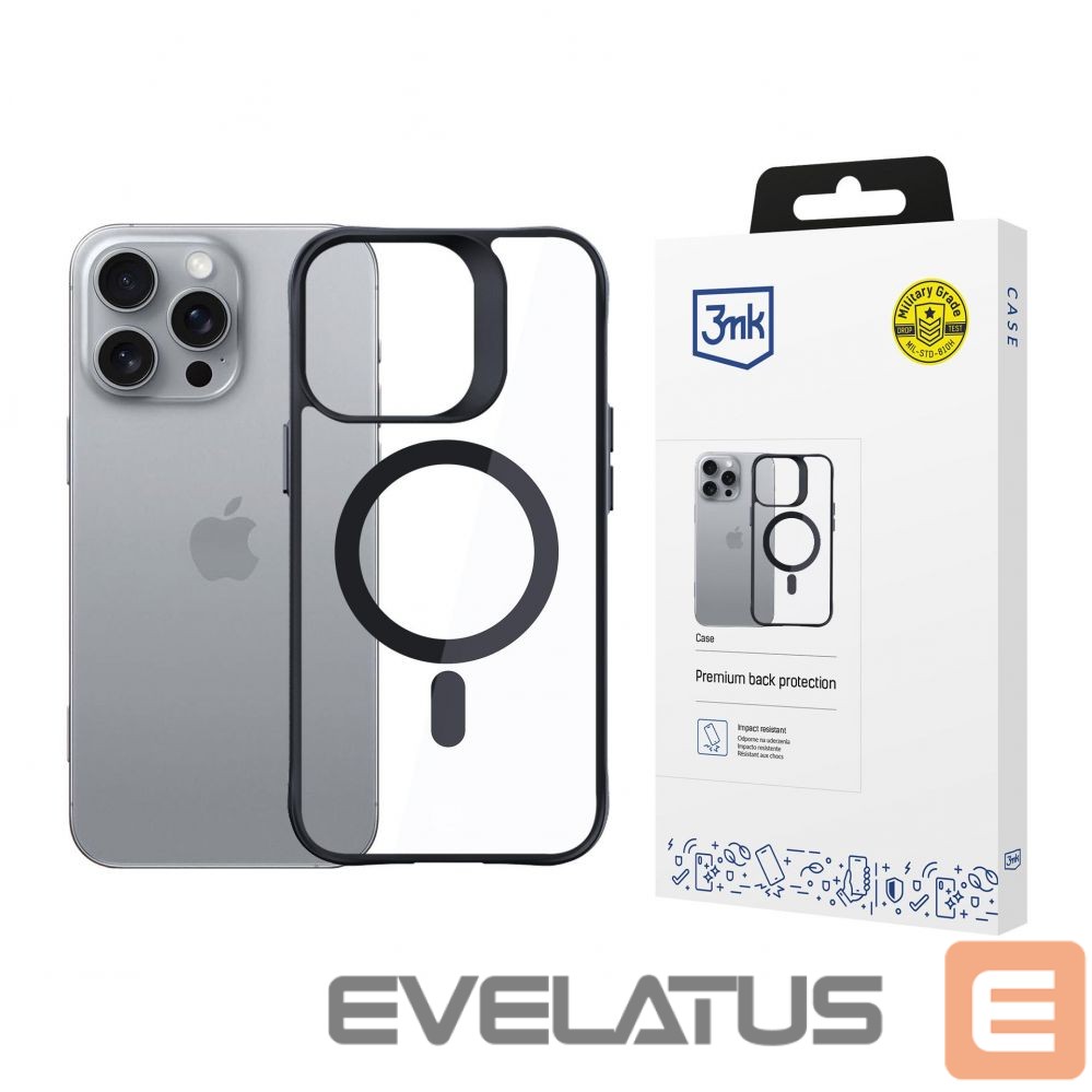 Other Phone Accessory 3MK 3mk Satin Armor MagCase with MagSafe iPhone 16 Pro Max - Clear with Black Frame