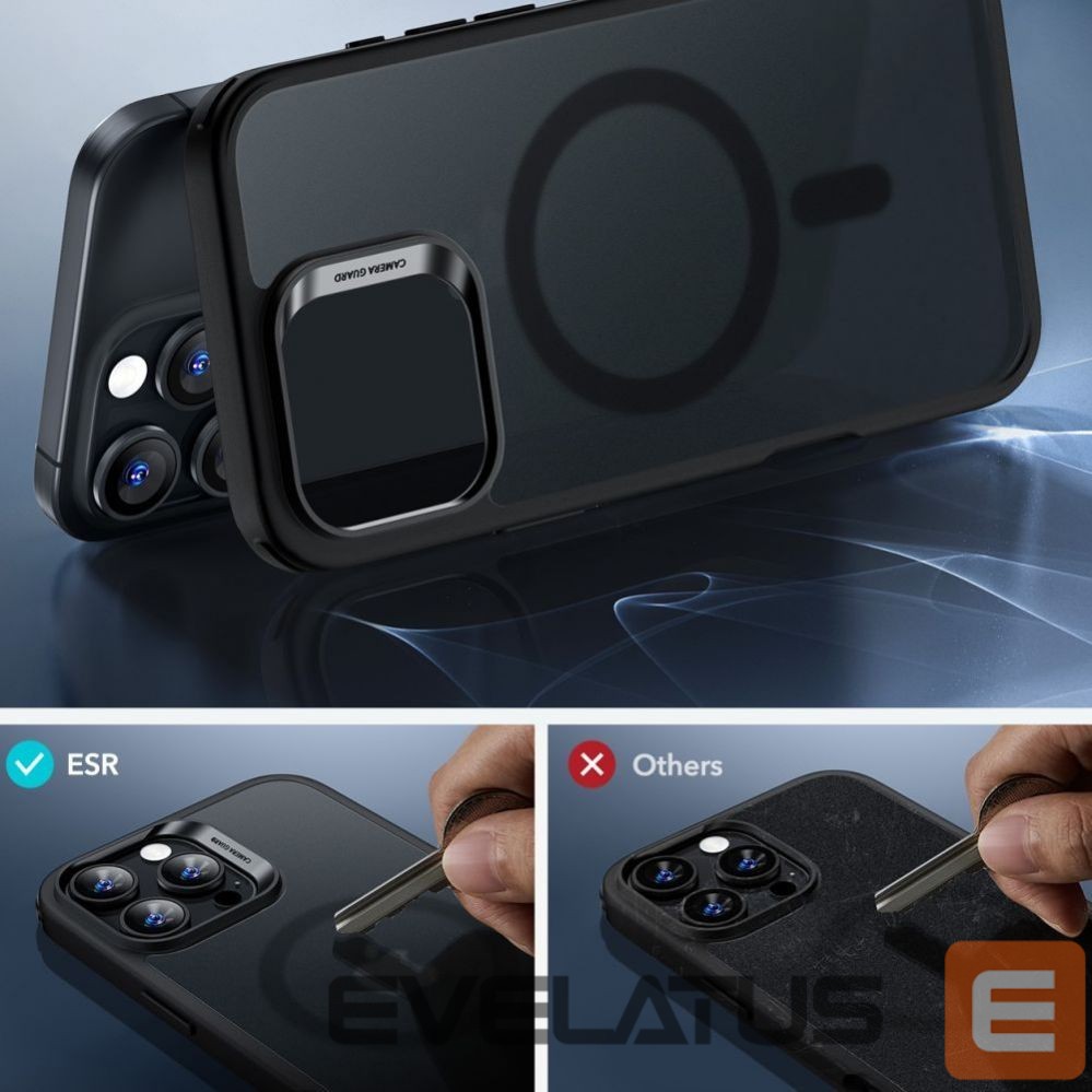 Other Phone Accessory ESR ESR Classic Hybrid Halolock MagSafe Case Set + Tempered Glass for iPhone 16 Pro Max - Semi-Transparent with Black Frame
