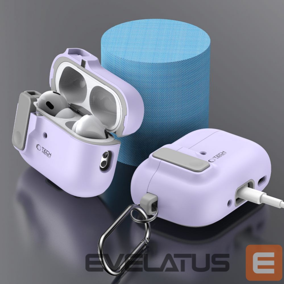 Other Phone Accessory Tech-Protect Tech-Protect Slim Hook Case with Carabiner for Apple AirPods Pro 1 / 2 - Purple