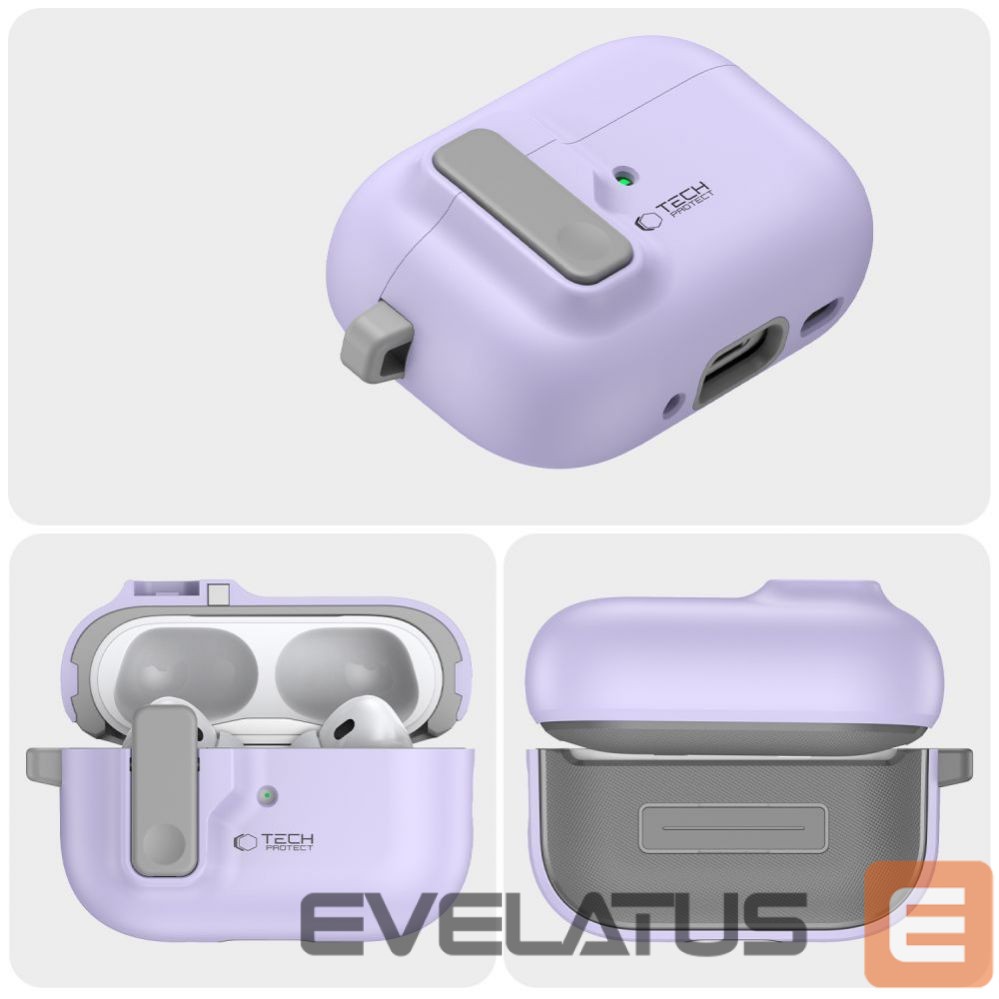 Other Phone Accessory Tech-Protect Tech-Protect Slim Hook Case with Carabiner for Apple AirPods Pro 1 / 2 - Purple