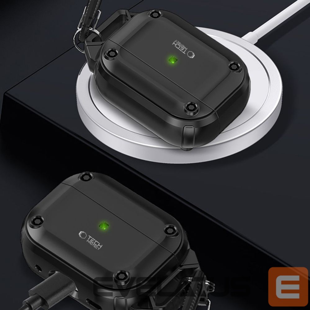 Other Phone Accessory Tech-Protect Tech-Protect Rough Hook Case with Carabiner for Apple AirPods Pro 1 / 2 - Black