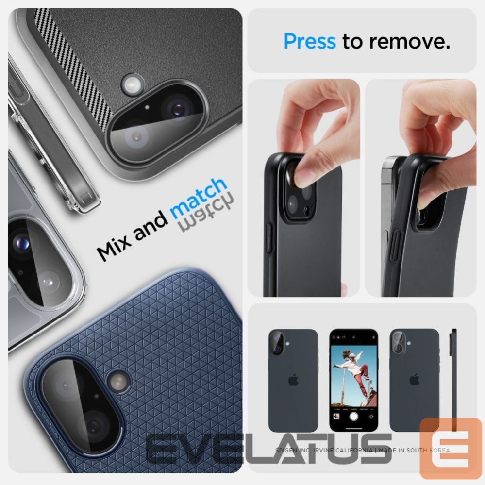 Other Phone Accessory Spigen Spigen Optik GLAS.TR Camera Protector 2-PACK for iPhone 16 / 16 PLUS - Black