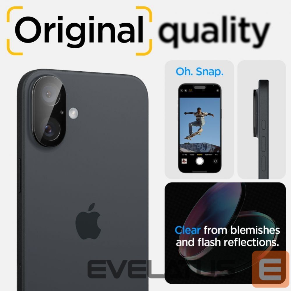 Other Phone Accessory Spigen Spigen Optik GLAS.TR Camera Protector 2-PACK for iPhone 16 / 16 PLUS - Black