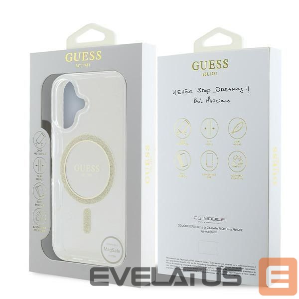 Other Phone Accessory Guess Apple Guess IML Glitter Circle MagSafe iPhone 16 Case - Clear