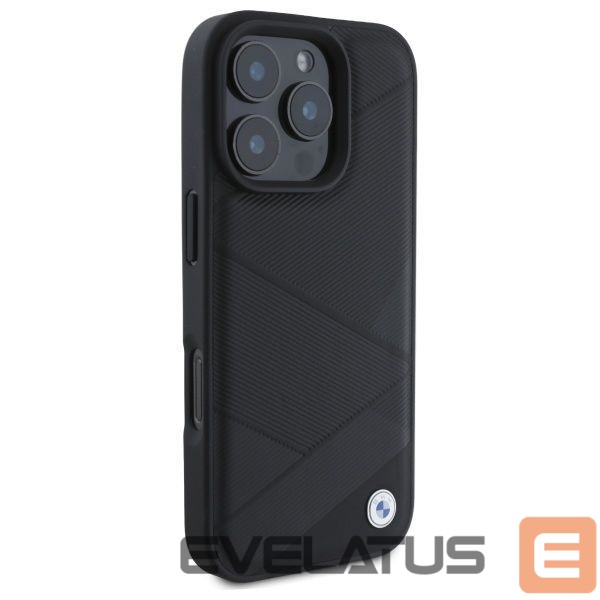 Other Phone Accessory BMW BMW Sign Leather Crossing Lines Pattern iPhone 16 Pro Max Case - Black