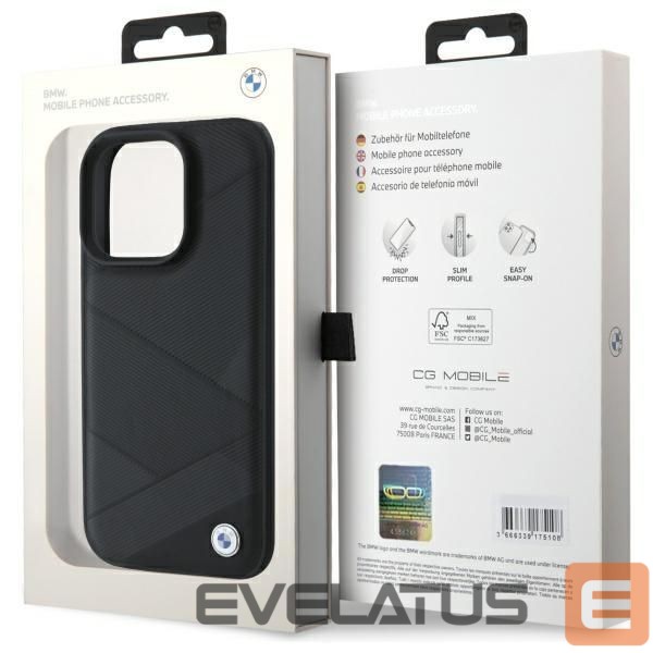 Other Phone Accessory BMW BMW Sign Leather Crossing Lines Pattern iPhone 16 Pro Max Case - Black