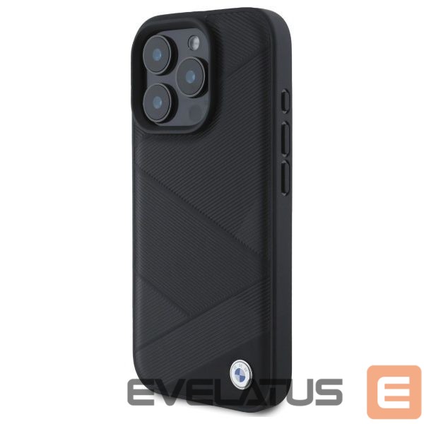 Other Phone Accessory BMW BMW Sign Leather Crossing Lines Pattern iPhone 16 Pro Max Case - Black