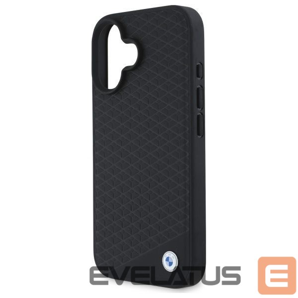 Other Phone Accessory BMW BMW Sign Leather Diamond Metal Logo MagSafe iPhone 16 Case - Black