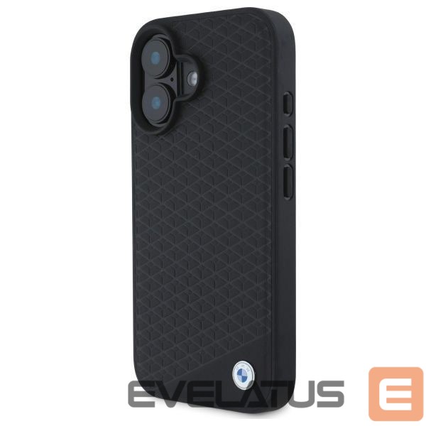 Other Phone Accessory BMW BMW Sign Leather Diamond Metal Logo MagSafe iPhone 16 Case - Black