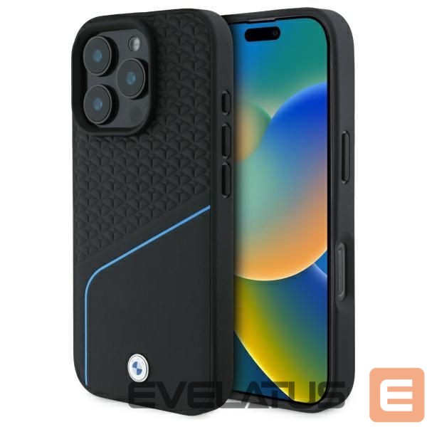 Other Phone Accessory BMW BMW Sign Leather Textured And Line MagSafe Case for iPhone 16 Pro Max - Black