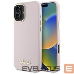 Other Phone Accessory Guess  Guess Silicone Script Metal Logo & Frame iPhone 16 Plus Case - Pink 