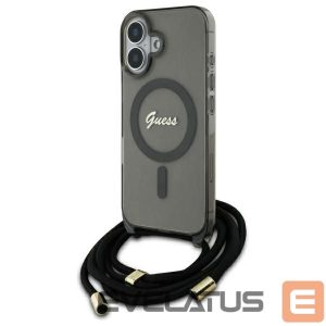 Other Phone Accessory Guess  Guess Crossbody Cord Script MagSafe iPhone 16 Case - Black 