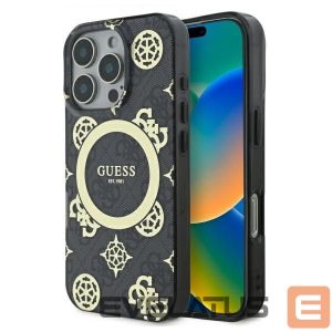 Other Phone Accessory Guess  Guess IML Peony On 4G Background MagSafe Case for iPhone 16 Pro Max - Black 