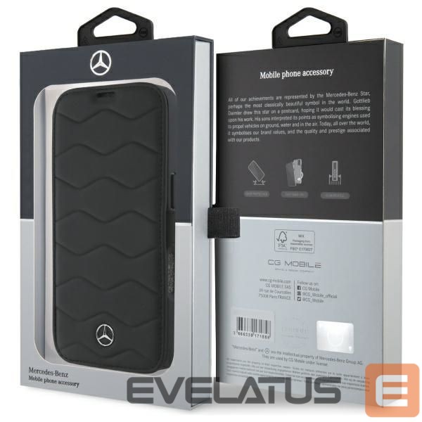 Other Phone Accessory Mercedes-Benz Mercedes MB Waves Leather Case for iPhone 16 Pro Max - Black