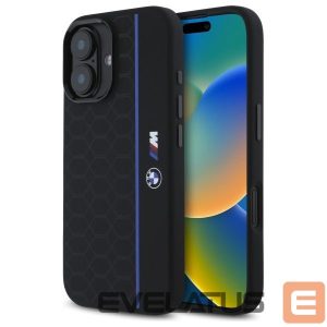 Other Phone Accessory BMW  BMW BMHMP16S23SHEB iPhone 16 6.1" black/black hardcase Silicone Hexagon Blue Line MagSafe 