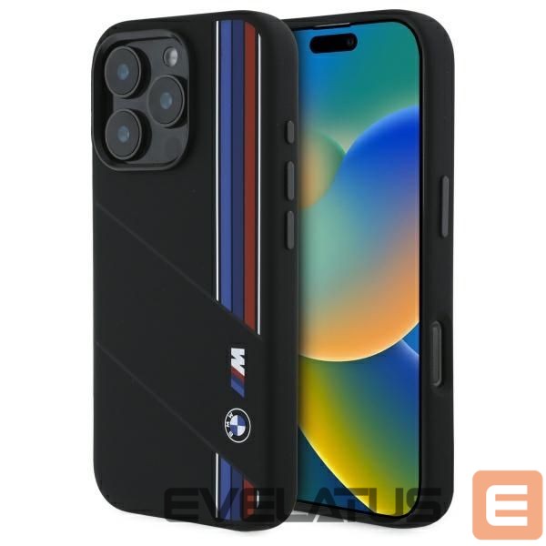 Other Phone Accessory BMW BMW Silicone Cut Tricolor Lines MagSafe Case for iPhone 16 Pro Max - Black