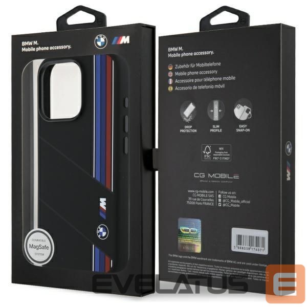 Other Phone Accessory BMW BMW Silicone Cut Tricolor Lines MagSafe Case for iPhone 16 Pro Max - Black