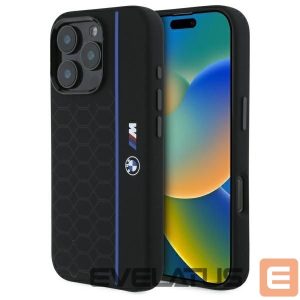 Other Phone Accessory BMW  BMW BMHMP16X23SHEB iPhone 16 Pro Max 6.9" black/black hardcase Silicone Hexagon Blue Line MagSafe 