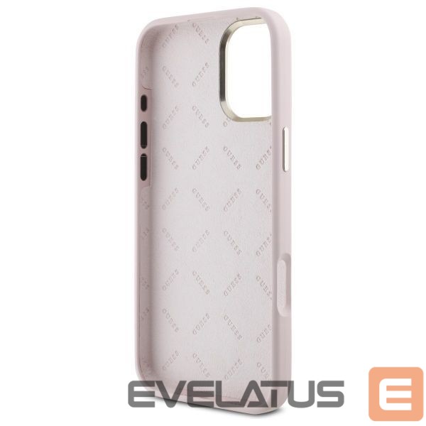 Other Phone Accessory Guess Guess Silicone Script Metal Logo & Frame iPhone 16 Case - Pink