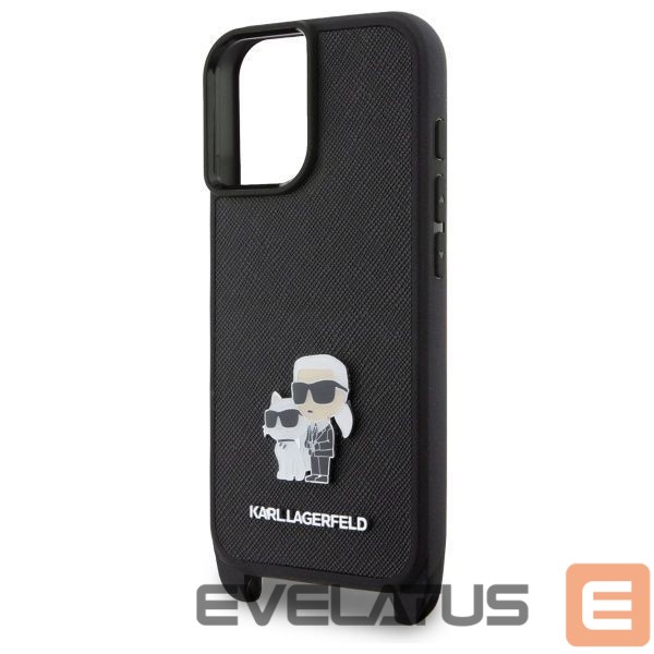 Other Phone Accessory Karl Lagerfeld Karl Lagerfeld Saffiano Karl&Choupette Metal Pin CBDY Strap iPhone 16 Case - Black
