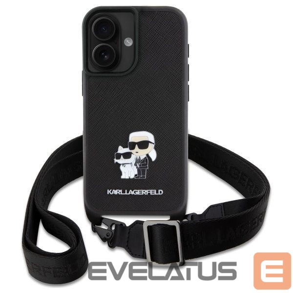 Other Phone Accessory Karl Lagerfeld Karl Lagerfeld Saffiano Karl&Choupette Metal Pin CBDY Strap iPhone 16 Case - Black