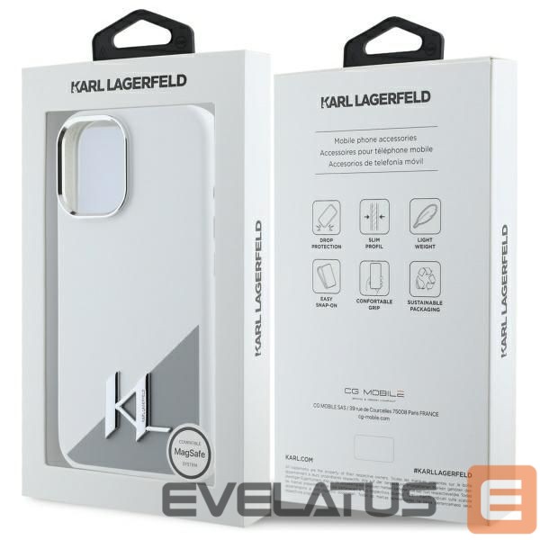 Other Phone Accessory Karl Lagerfeld Karl Lagerfeld Silicone Initial Metal Logo MagSafe iPhone 16 Case - White