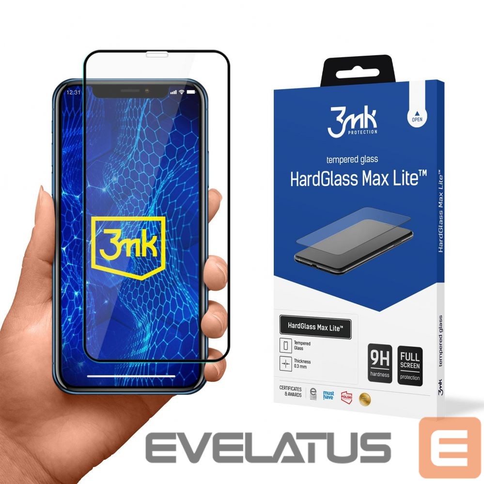 Protective glass 3MK Tempered glass 3mk HardGlass Max Lite Black for Apple iPhone Xr