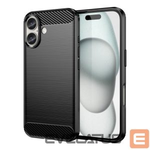 Back panel cover Hurtel  Carbon Case for iPhone 16 Plus Silicone Case - Black 