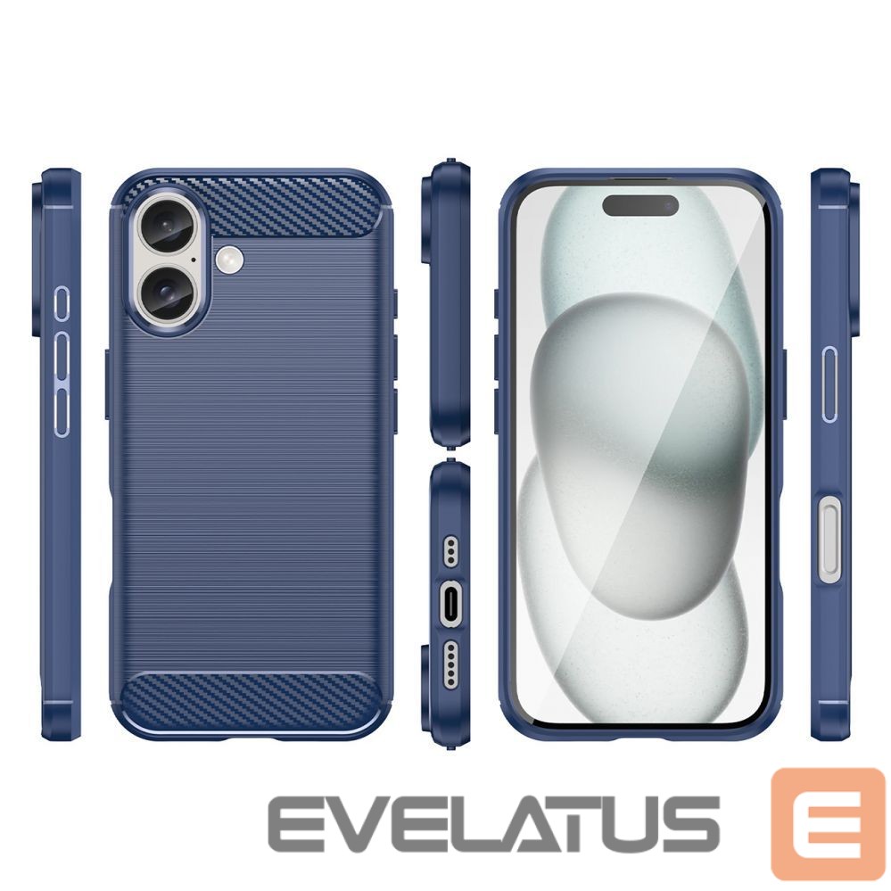 Back panel cover Hurtel Carbon Case for iPhone 16 Plus - Blue