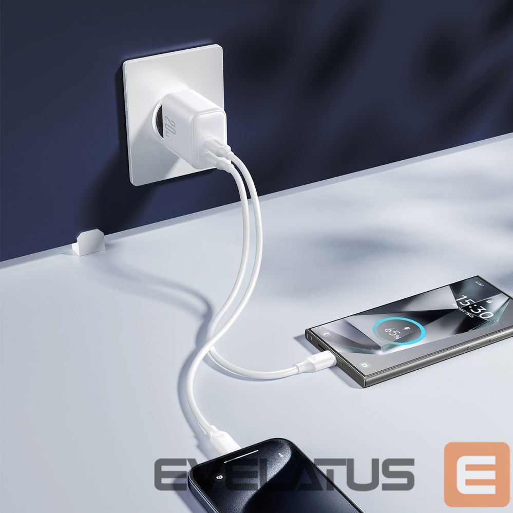 Adapter Joyroom Joyroom JR-TCF12 mains charger 2x USB-C 20W PD / QC 3.0 - white
