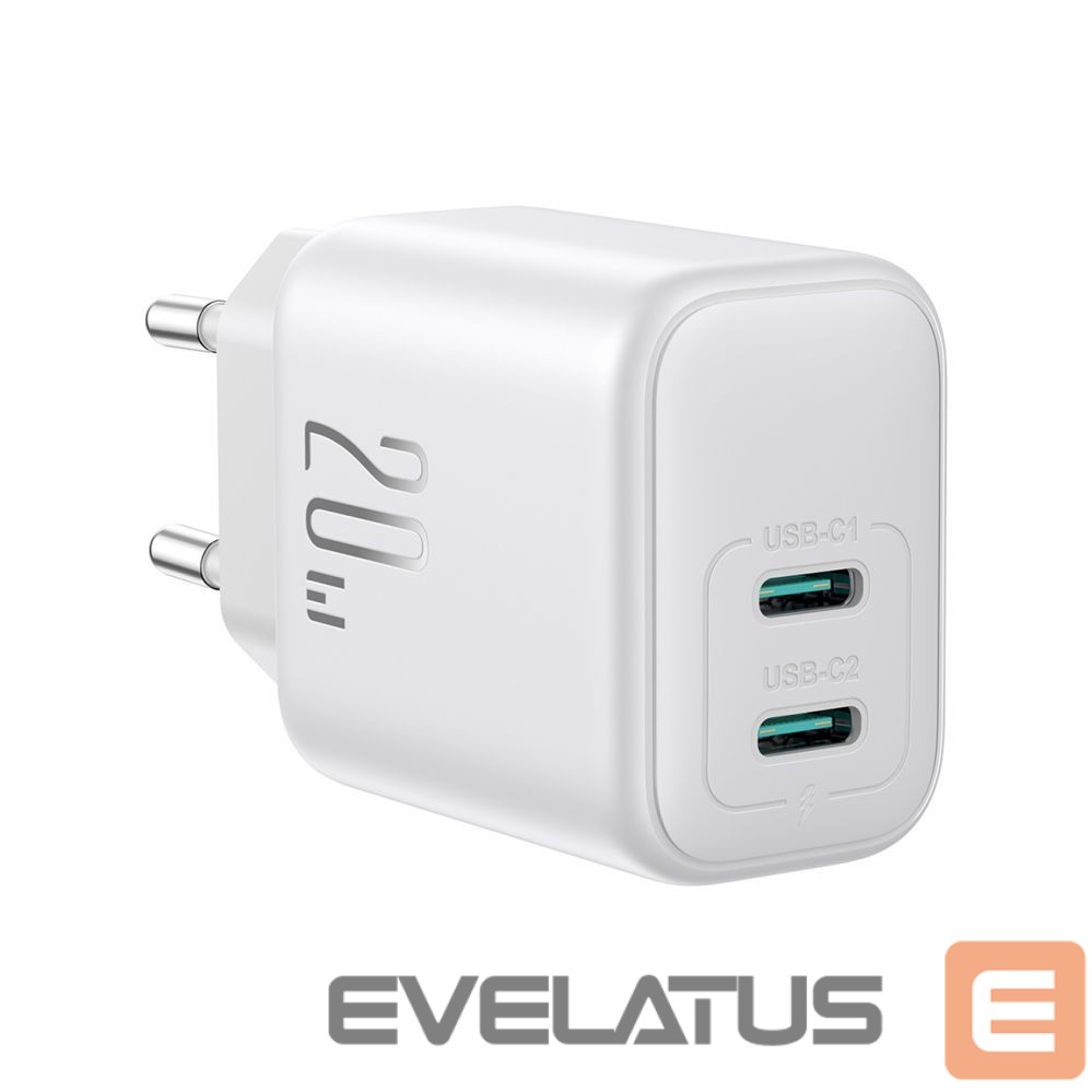 Adapter Joyroom Joyroom JR-TCF12 mains charger 2x USB-C 20W PD / QC 3.0 - white