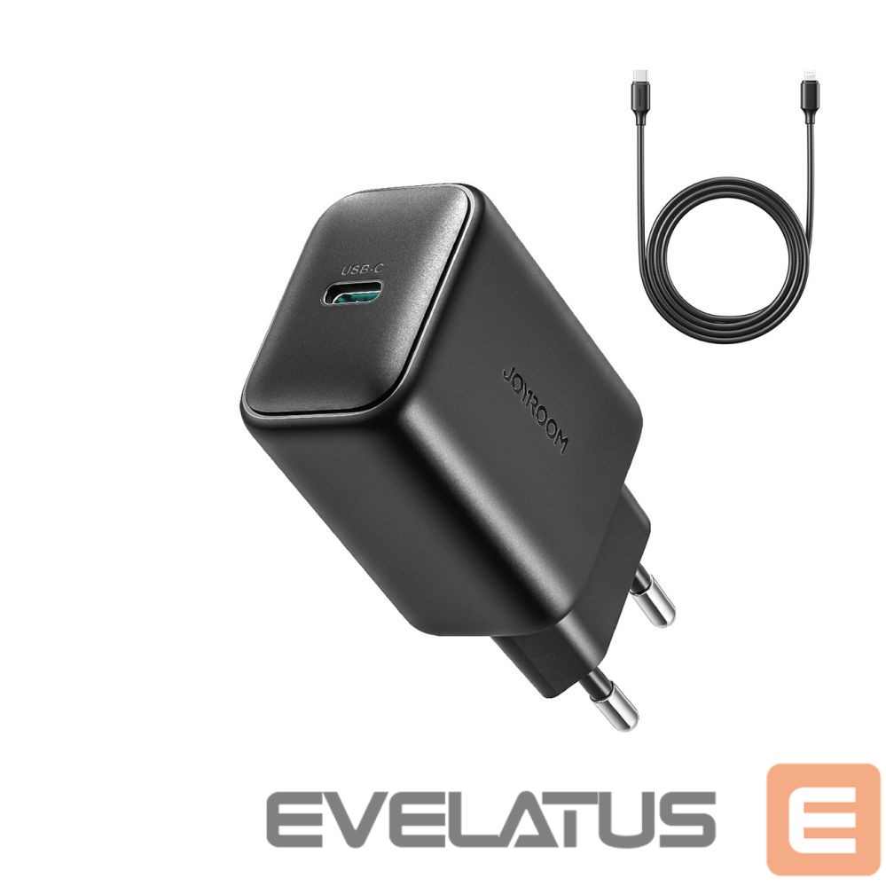 Adapter Joyroom Joyroom JR-TCF23 network charger USB-C 25W SFC / PPS / PD - black + USB-C / USB-C cable 1m