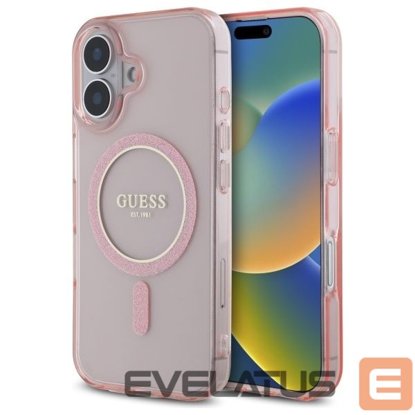 Other Phone Accessory Guess Guess GUHMP16SHFGEREP iPhone 16 6.1" pink/pink hardcase IML Glitter Circle MagSafe