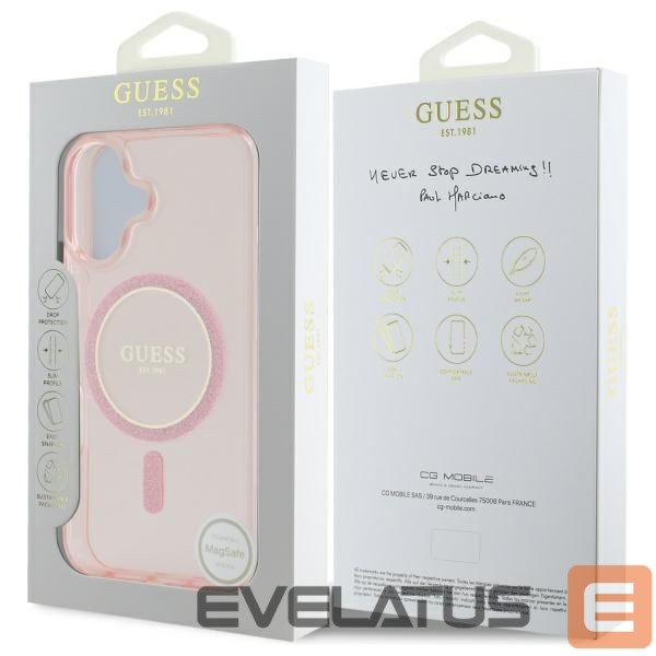 Other Phone Accessory Guess Guess GUHMP16SHFGEREP iPhone 16 6.1" pink/pink hardcase IML Glitter Circle MagSafe