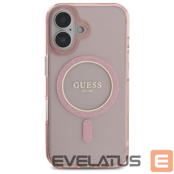 Other Phone Accessory Guess Guess GUHMP16SHFGEREP iPhone 16 6.1" pink/pink hardcase IML Glitter Circle MagSafe