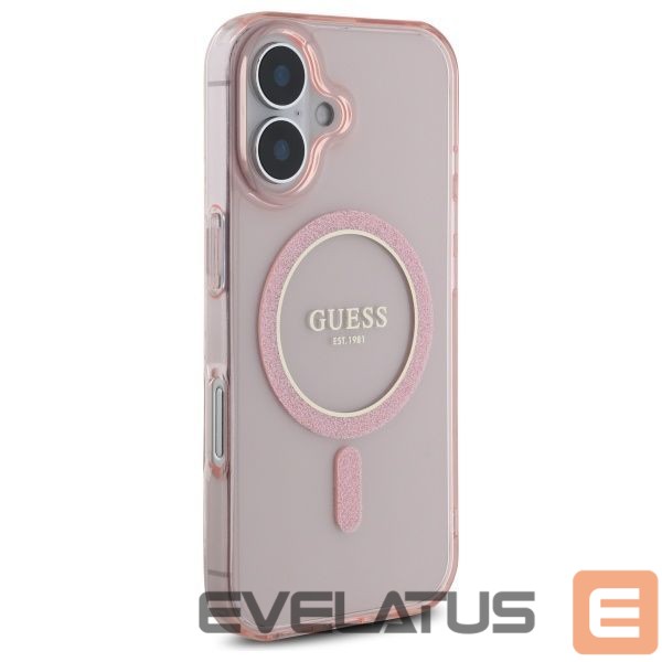 Other Phone Accessory Guess Guess GUHMP16SHFGEREP iPhone 16 6.1" pink/pink hardcase IML Glitter Circle MagSafe